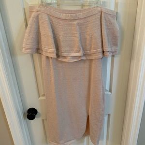 Women's Pink Tiered Ruffle Off-the-shoulder Dress